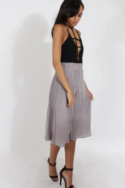 Rebellious Fashion Grey Pleated High Waisted Culottes - Audrey