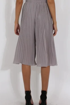 Rebellious Fashion Grey Pleated High Waisted Culottes - Audrey