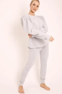 Rebellious Fashion Grey Puff Sleeve Loungewear Co-ord - Harley