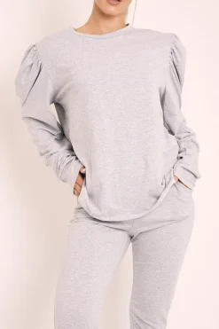 Rebellious Fashion Grey Puff Sleeve Loungewear Co-ord - Harley