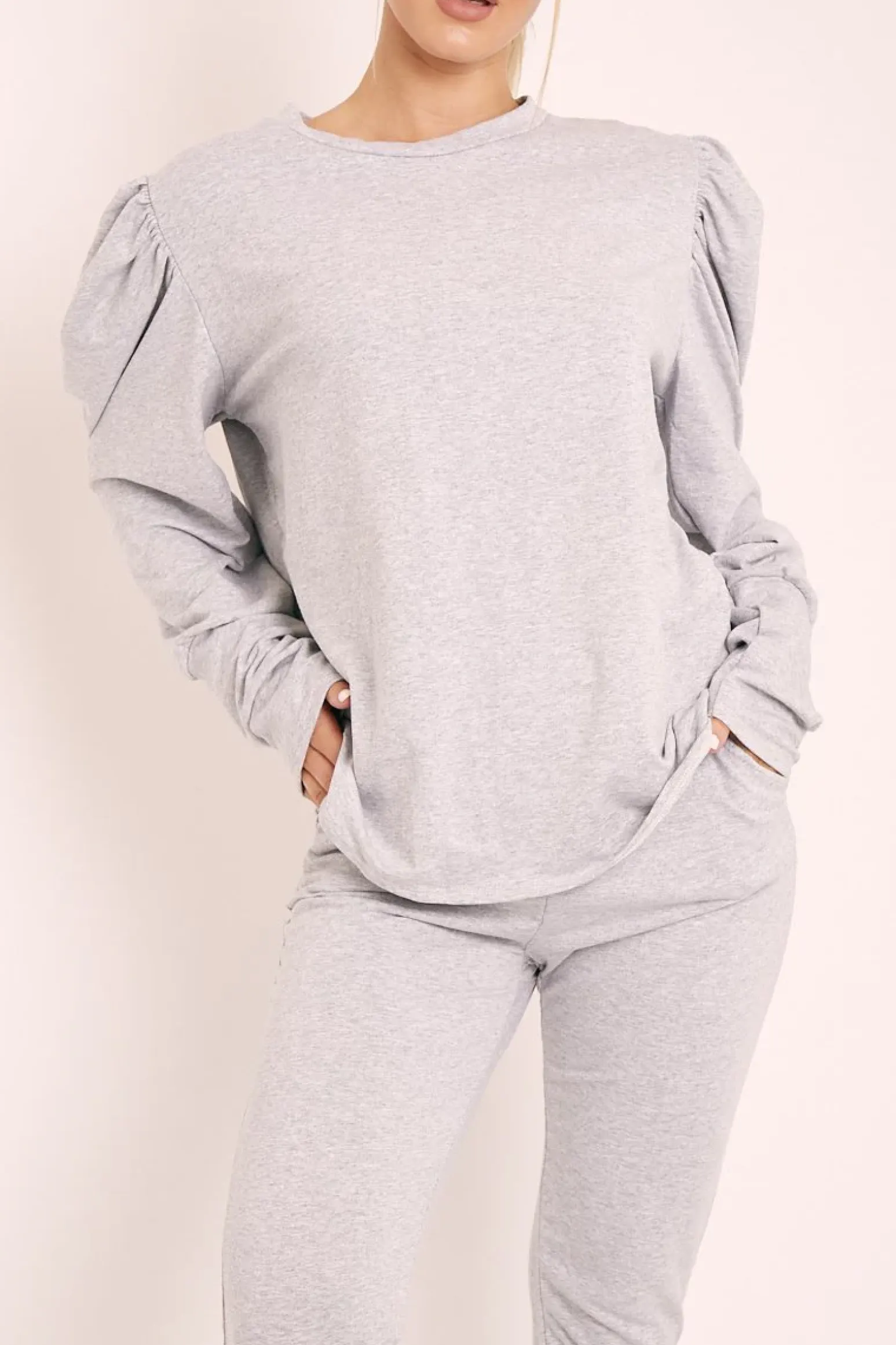 Rebellious Fashion Grey Puff Sleeve Loungewear Co-ord - Harley