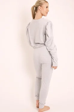 Rebellious Fashion Grey Puff Sleeve Loungewear Co-ord - Harley