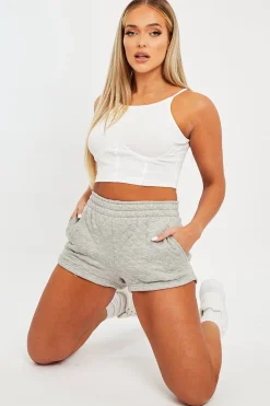 Rebellious Fashion Grey Quilted Lounge Shorts - Alaiza