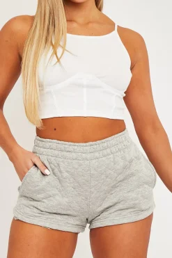 Rebellious Fashion Grey Quilted Lounge Shorts - Alaiza