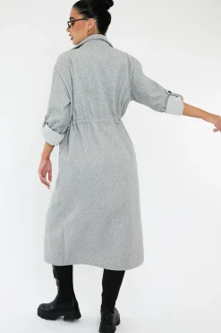 Rebellious Fashion Grey Relaxed Tie Waist Trench Coat - Mayva