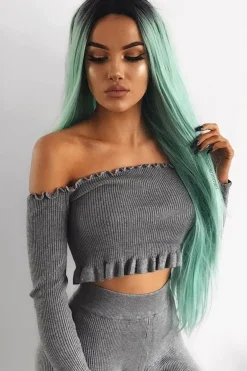 Rebellious Fashion Grey Ribbed Knit Co-ord - Luna