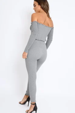 Rebellious Fashion Grey Ribbed Knit Co-ord - Luna