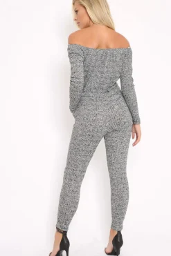 Rebellious Fashion Grey Ribbed Rip Knee Jumpsuit - Chyna