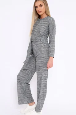 Rebellious Fashion Grey Ribbed Thin Knit Jumpsuit - Graciela