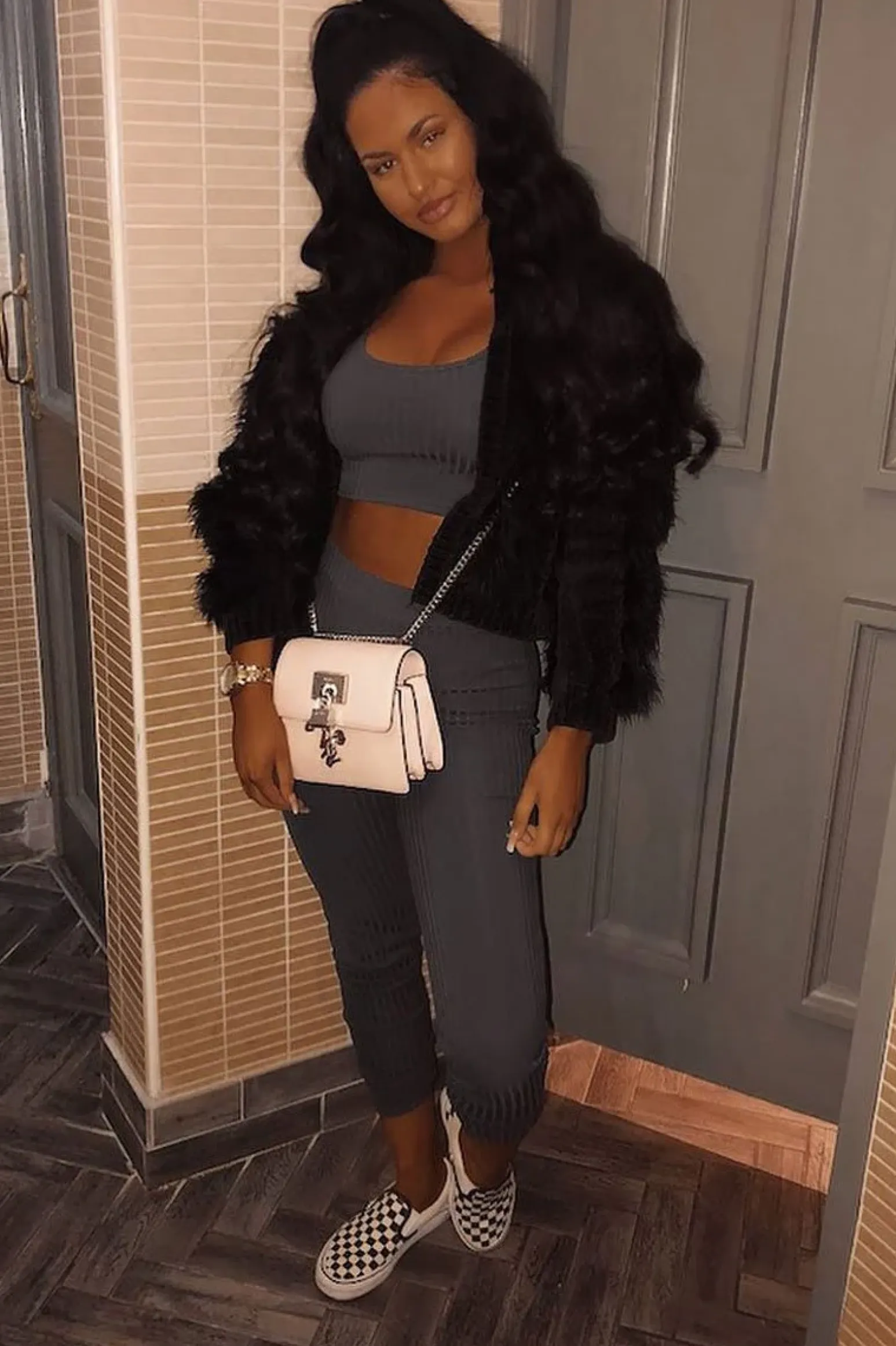 Rebellious Fashion Grey Rib Crop Top Leggings Co-Ord - Elenah