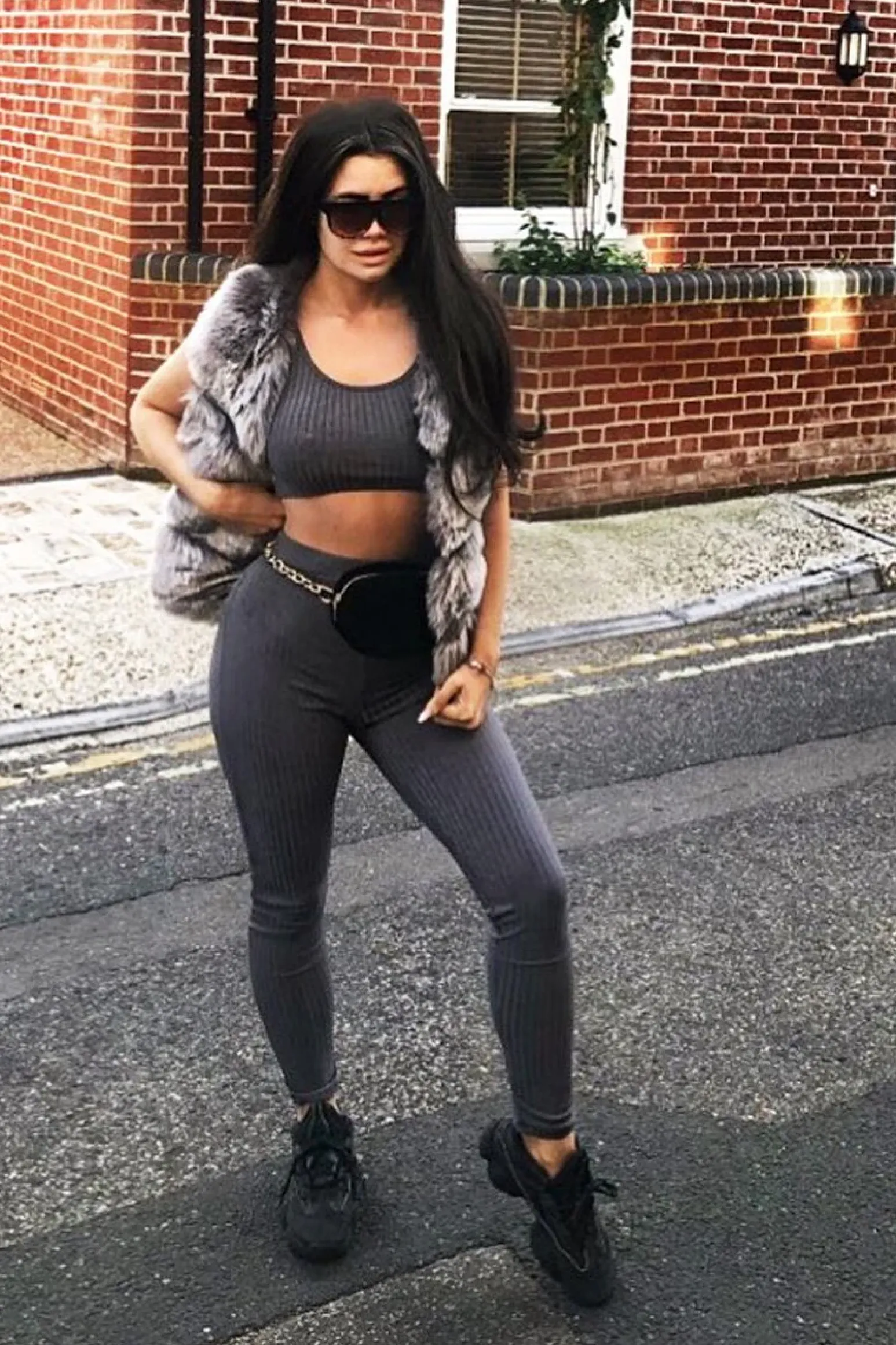 Rebellious Fashion Grey Rib Crop Top Leggings Co-Ord - Elenah