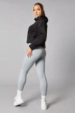 Rebellious Fashion Grey Rib Knit High Waisted Leggings - Ren