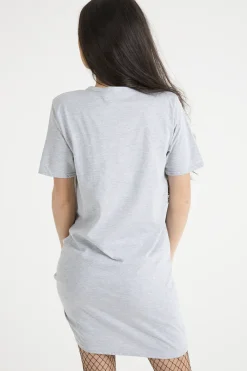 Rebellious Fashion Grey 'Riding In California' Graphic Print Cut Out Pin Detail T-Shirt Dress - Harper