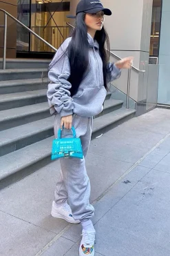 Rebellious Fashion Grey Ruched Sleeve Oversized Hoodie - Dezi