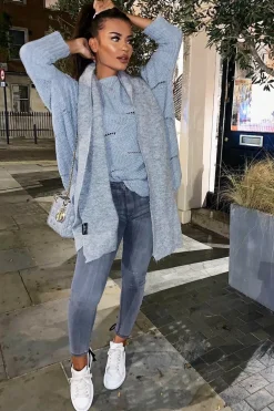 Rebellious Fashion Grey Scallop Hem Knit Jumper - Elyssa