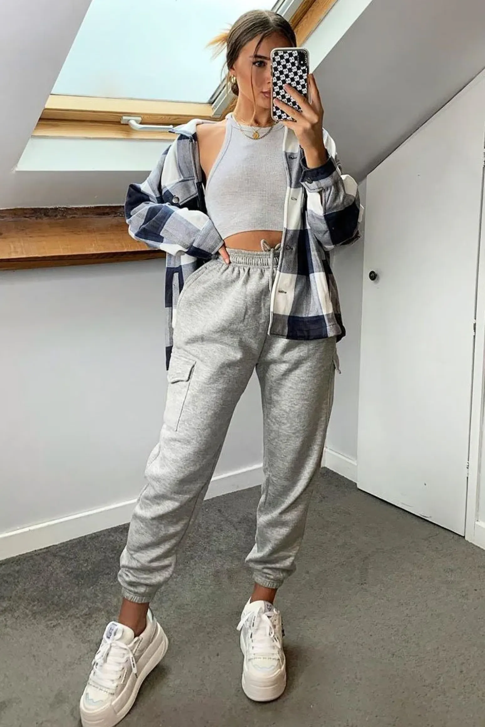 Rebellious Fashion Grey Side Cargo Pocket Joggers - Chantel