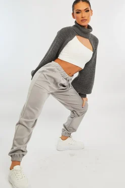 Rebellious Fashion Grey Side Pocket Scuba Joggers - Lallie
