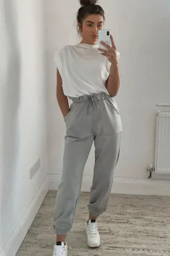 Rebellious Fashion Grey Side Pocket Scuba Joggers - Lallie
