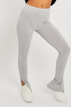 Rebellious Fashion Grey Side Split Leggings - Oliviah