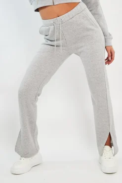 Rebellious Fashion Grey Side Split Wide Leg Jogger - Halsey