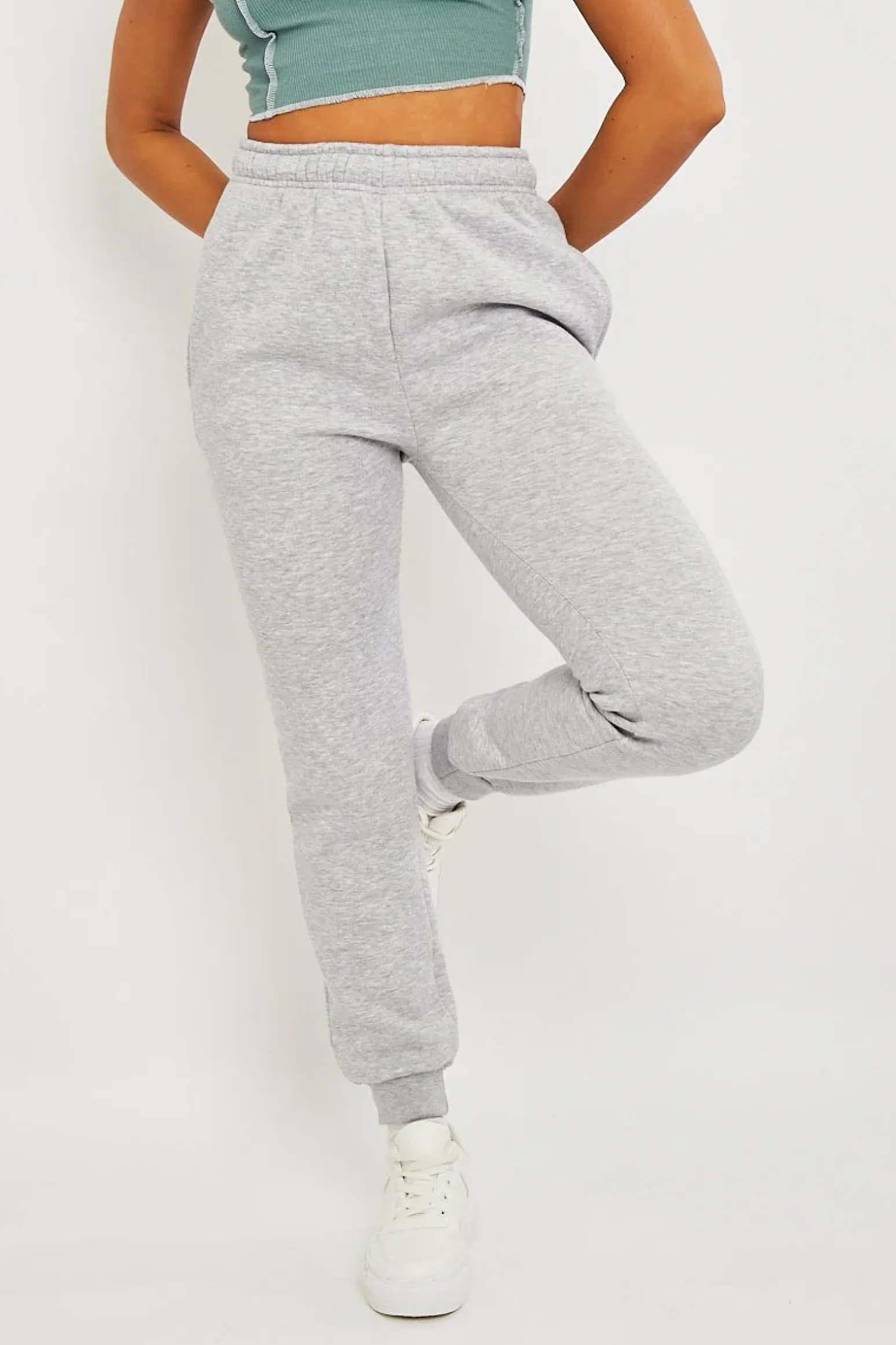 Rebellious Fashion Grey Slim Fit Joggers - Chaise