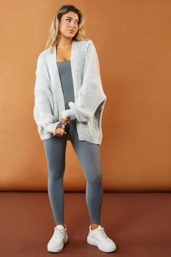 Rebellious Fashion Grey Slouchy Knit Edge To Edge Cardigan - Misty