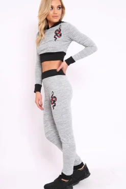 Rebellious Fashion Grey Snake Loungewear Set - Evie