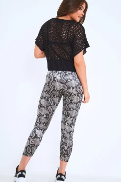 Rebellious Fashion Grey Snake Print Velvet Leggings - Sylva