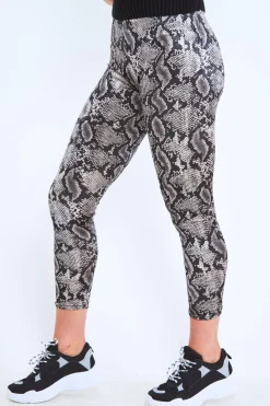 Rebellious Fashion Grey Snake Print Velvet Leggings - Sylva