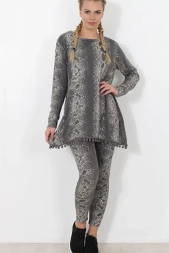 Rebellious Fashion Grey Snakeskin Loungewear - Claudia