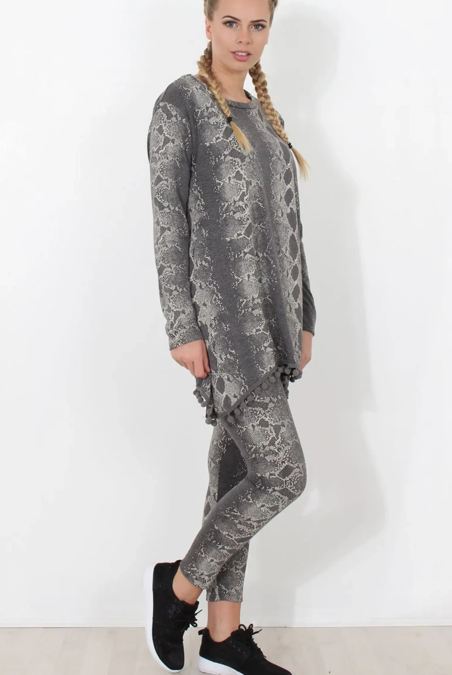 Rebellious Fashion Grey Snakeskin Loungewear - Claudia