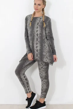 Rebellious Fashion Grey Snakeskin Loungewear - Claudia