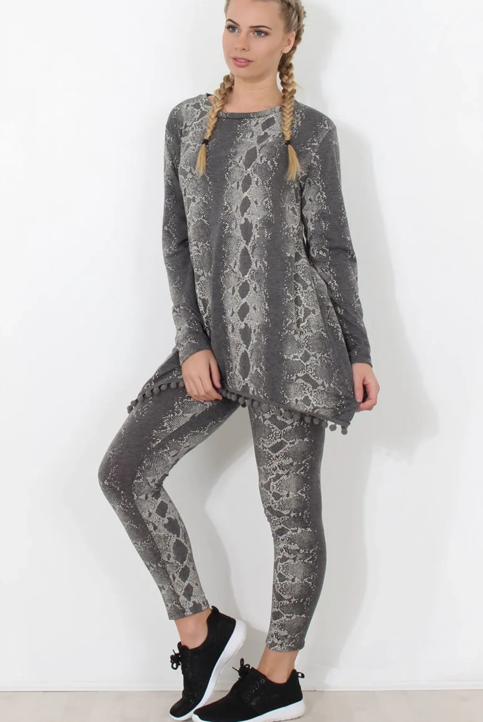 Rebellious Fashion Grey Snakeskin Loungewear - Claudia