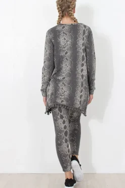 Rebellious Fashion Grey Snakeskin Loungewear - Claudia