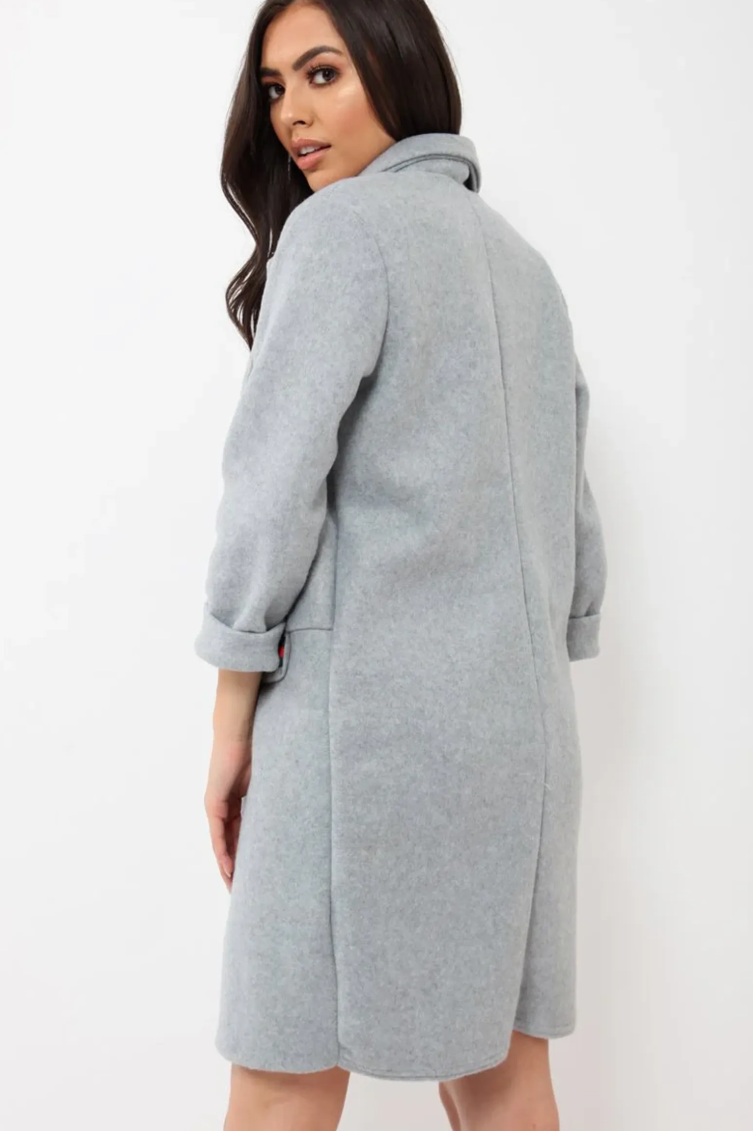 Rebellious Fashion Grey Soft Blazer Jacket with Stripe Pocket - Kacey