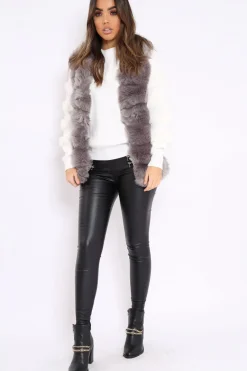 Rebellious Fashion Grey Soft Faux Fur Gilet - Elianna