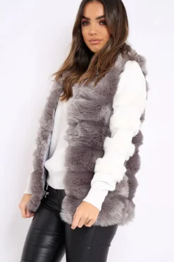 Rebellious Fashion Grey Soft Faux Fur Gilet - Elianna
