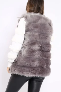Rebellious Fashion Grey Soft Faux Fur Gilet - Elianna