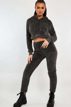 Rebellious Fashion Grey Soft Teddy Leggings - Evani