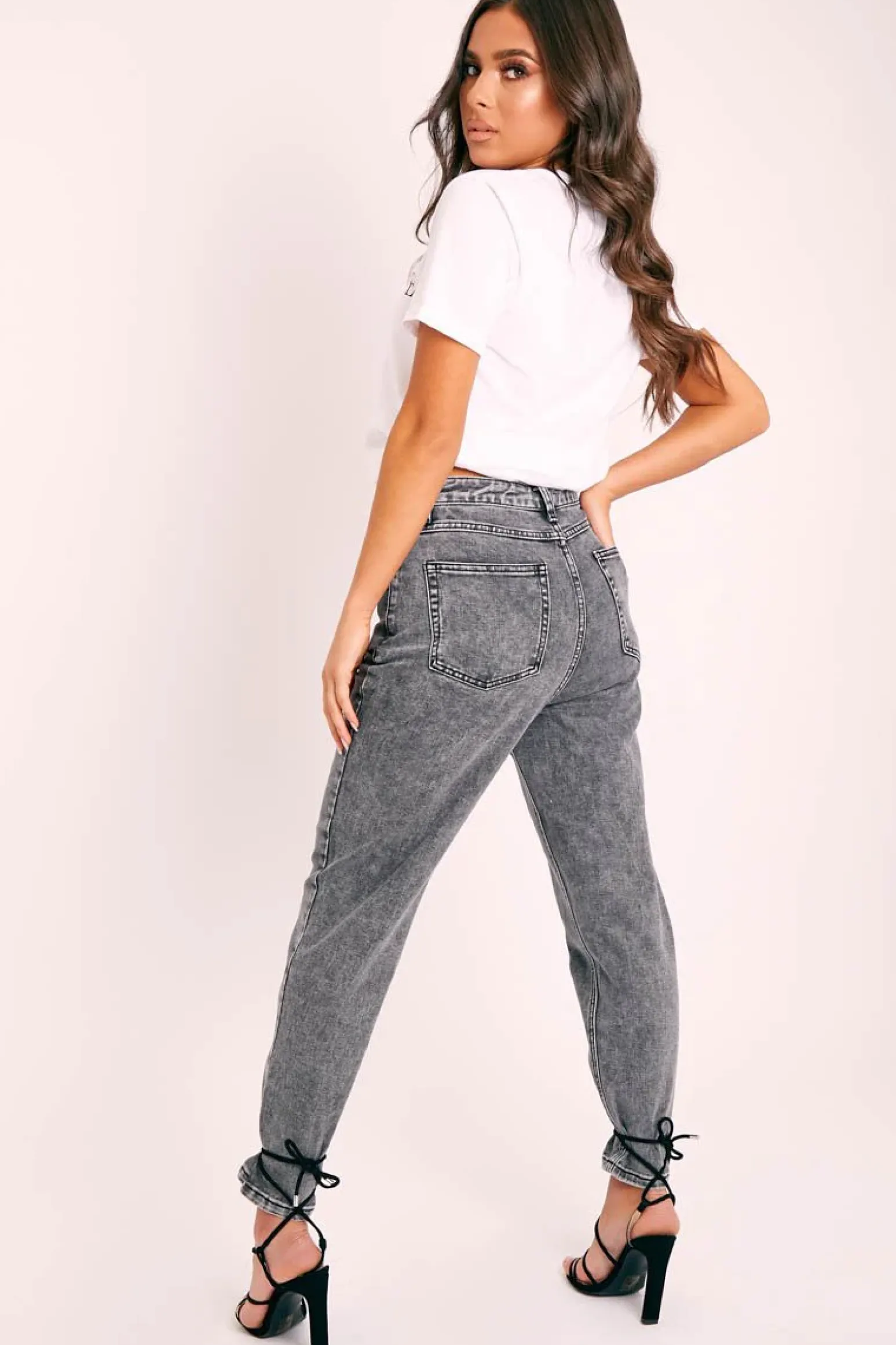 Rebellious Fashion Grey Straight Leg Double Seam Denim Jeans - Xara