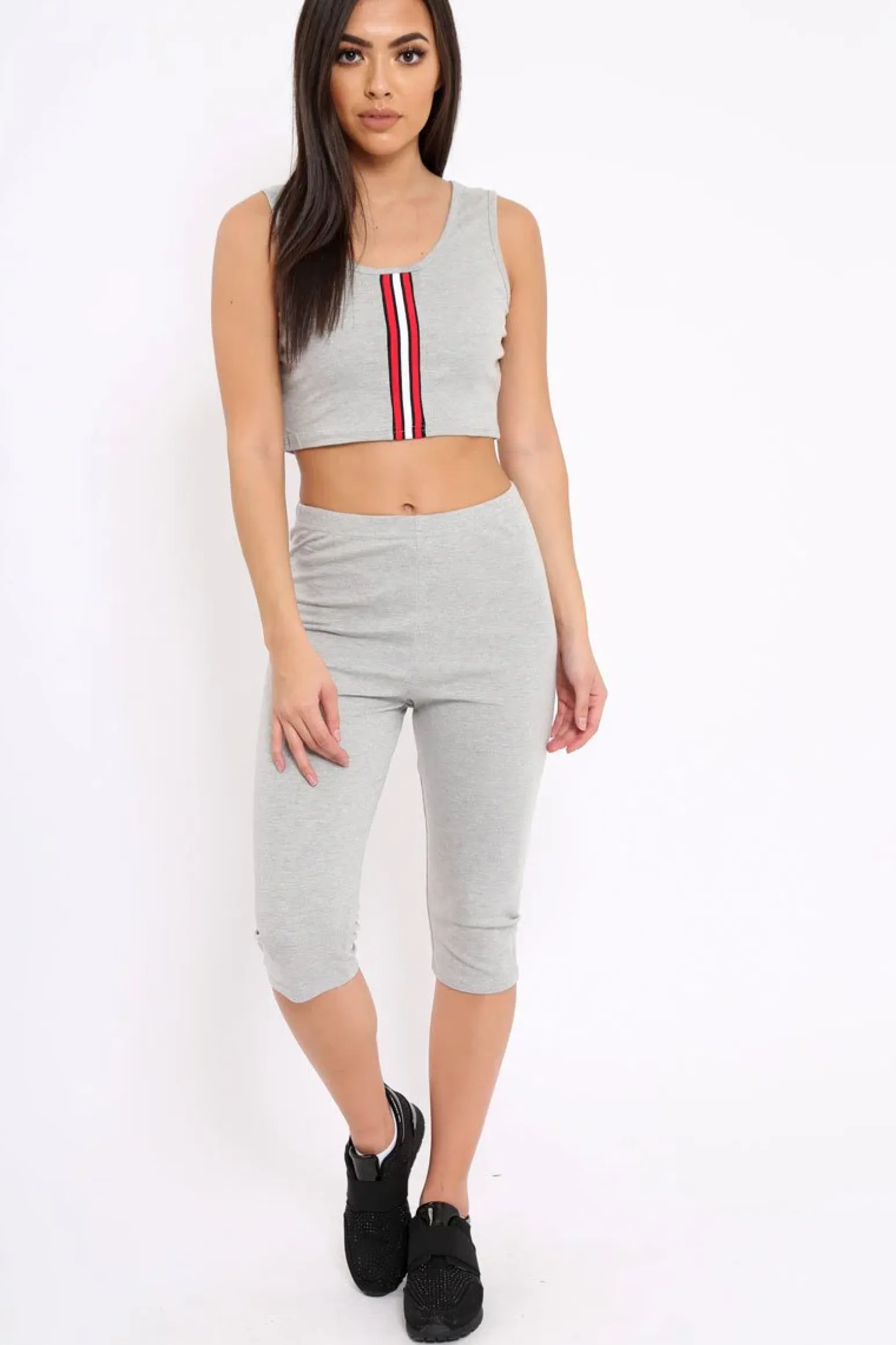 Rebellious Fashion Grey Striped Loungewear Set - Ginny