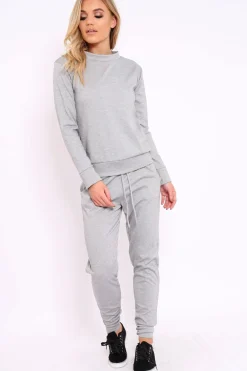 Rebellious Fashion Grey Sweatshirt and Joggers Loungewear Set - Evalin