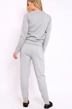 Rebellious Fashion Grey Sweatshirt and Joggers Loungewear Set - Evalin