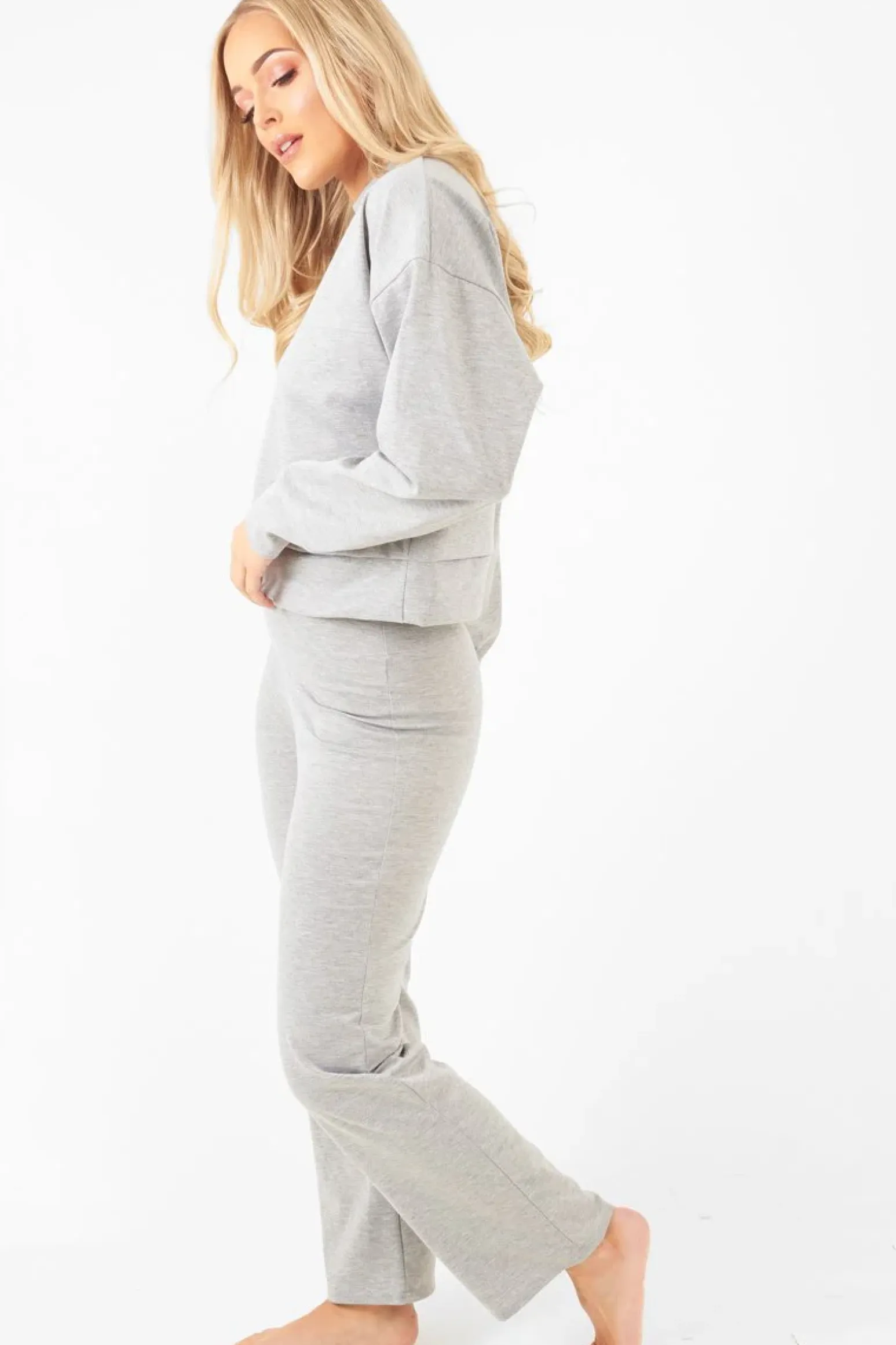 Rebellious Fashion Grey Sweatshirt Slim Jogger Tracksuit - Erieanna