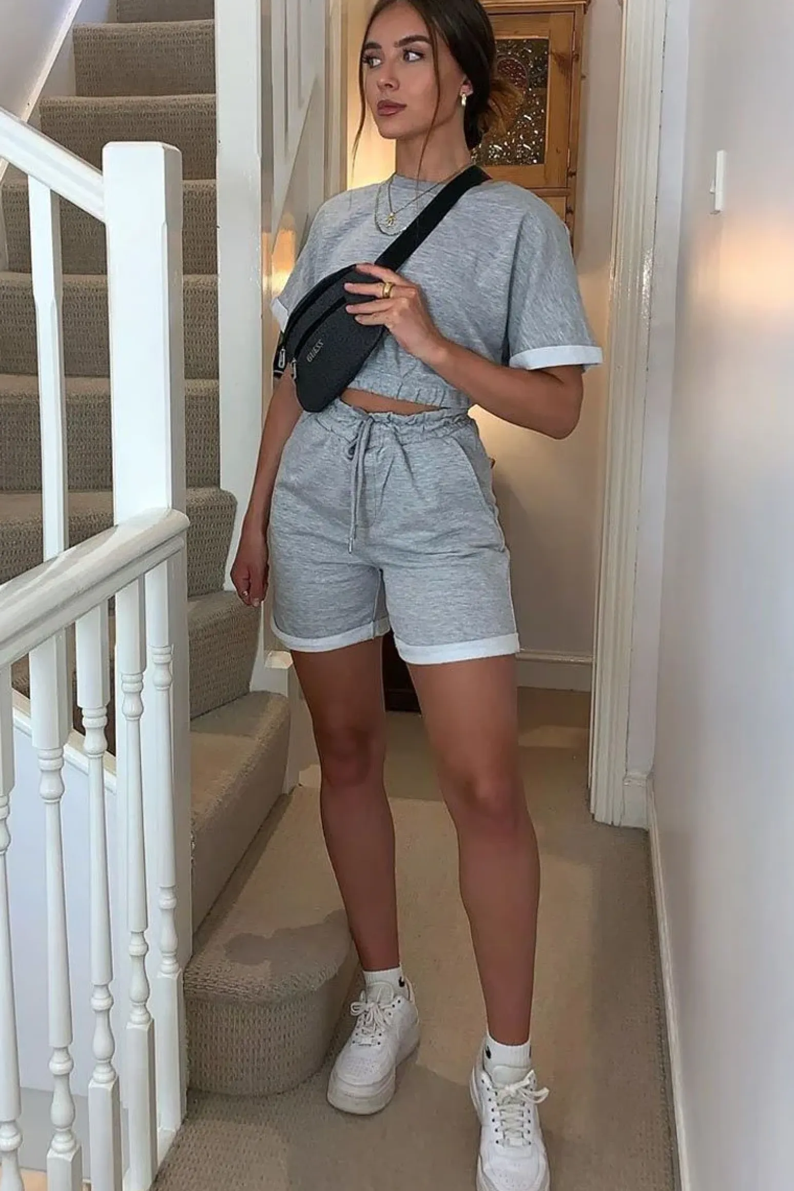 Rebellious Fashion Grey Sweat Top Shorts Loungewear Co-ord - Indee