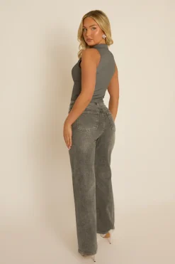 Rebellious Fashion Grey Tailored Waistcoat Top - Ramona