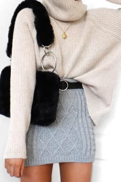 Rebellious Fashion Grey Thick Knit Bodycon Skirt - Kristy