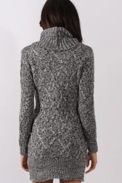 Rebellious Fashion Grey Thick Knit Turtleneck Jumper Dress - Jameigh