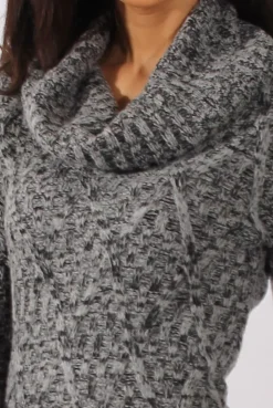 Rebellious Fashion Grey Thick Knit Turtleneck Jumper Dress - Jameigh