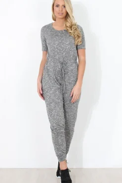 Rebellious Fashion Grey Tie Waist Jumpsuit - Cheryl